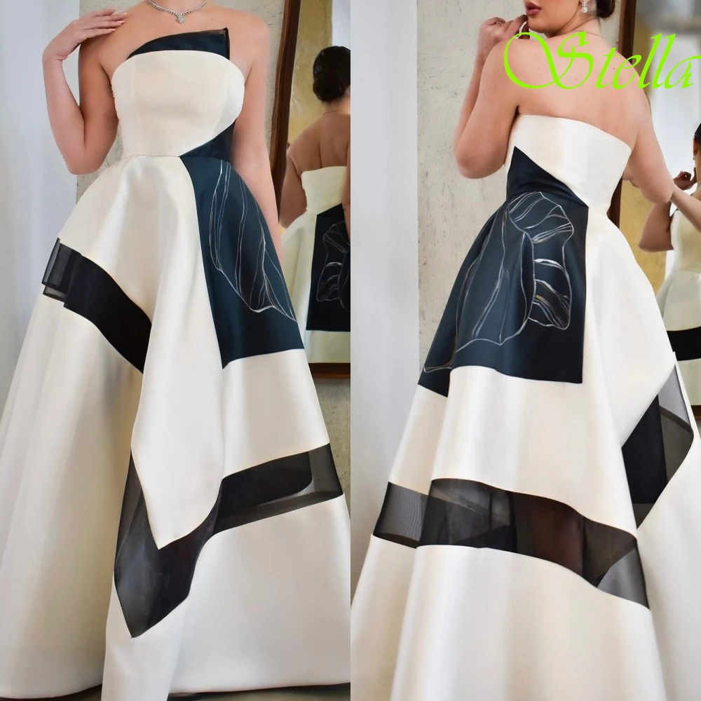 Robe de soirée en Satin, personnalisée, Simple, sans bretelles, sans manches, de haute qualité, robes de bal délicates, couleur contrastée