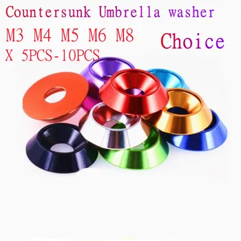 5-10 قطعة M3 M4 M5 M6 M8 الألومنيوم الملونة غاطسة مظلة شقة مسمار لولبي الرأس مقعر مخروطي الزخرفية الأخدود غسالة