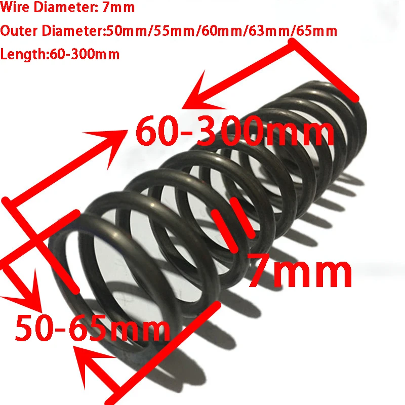 1PCS Heavy Duty Big Large Shock Absorbers Compression Spring Pressure Spring,7mm Wire Dia*50/55/60/65mm Out Dia*60-300mm Length