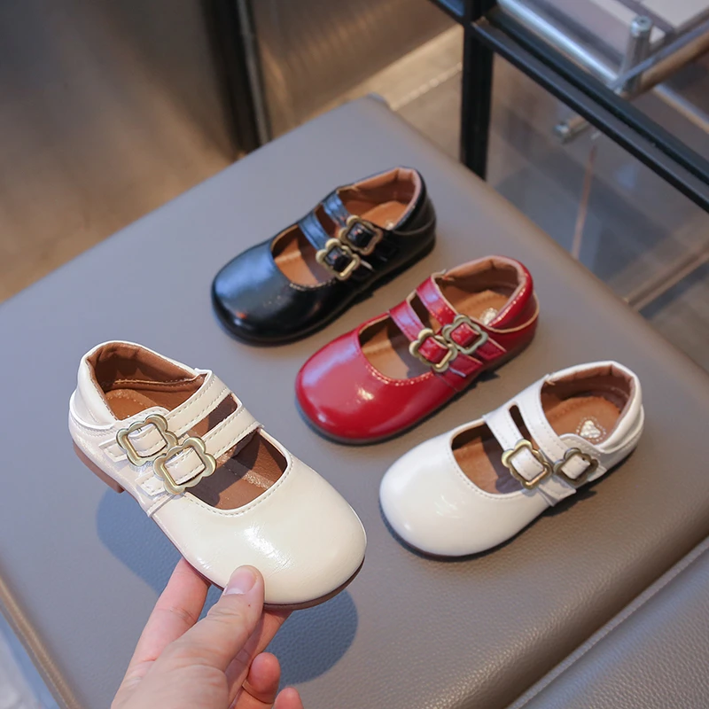 Children Mary Janes British Style Glossy Autumn Elegant Girl'S Flat Shoes Three Colors Versatile School Light Kids Princess Shoe
