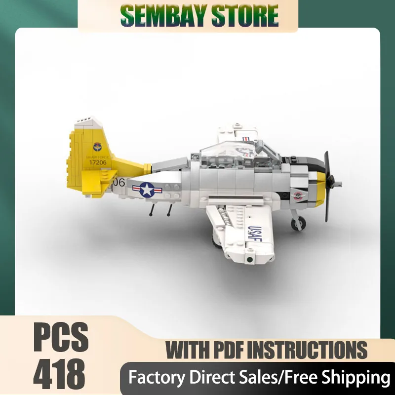 

Fighter Model Moc Building Blocks Modular North American T-28 Model Technology Bricks Assembly Holiday Construstion Gift Toy
