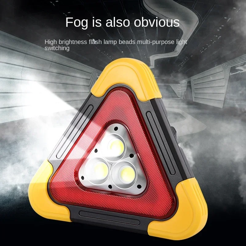 Portable Three-in-one Car Emergency Breakdown Warning Triangle for Car Tripod with LED Lighting and USB Charging Port