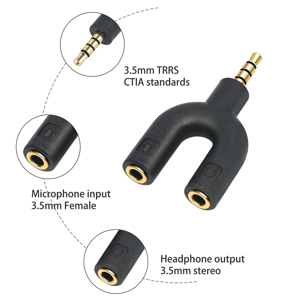 2 в 1, переходник для наушников и микрофона, 3,5 мм