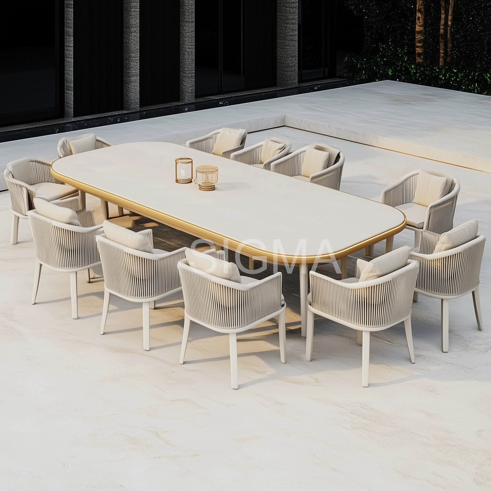 2026 Customized Modern Teak Outdoor Sofa Set Luxury Villa Hotels Patio Garden Furniture Fabric Courtyard Bedroom Park Wood Rope