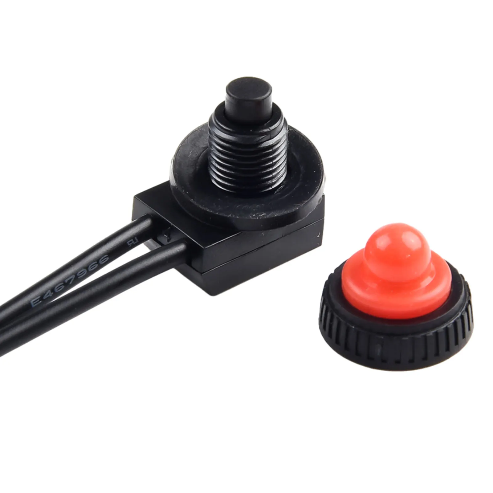 ใหม่ปุ่มกดสวิทช์เปิด-ปิด KP107 เปลือกพลาสติก Self-locking พร้อมสายไฟฐาน Bakelite ป้องกัน