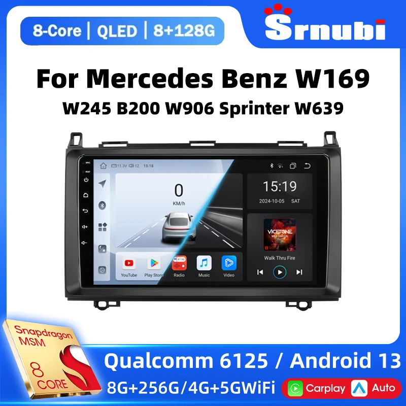 Srnubi Android 13 Carplay Car Radio For Mercedes Benz W169 W245 B200 W906 Sprinter W639 Vito Multimedia Player 2 Din Navigation