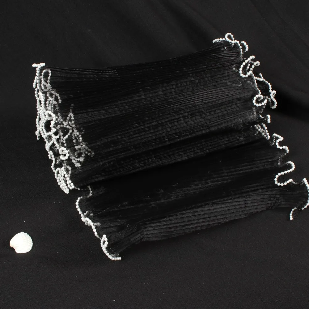 28cmx4Yards Flower Bouquet Wrapping Pearl Wave Yarn Lace Mesh Material Gift Packaging Supply Pearl Edges Florist Packaging