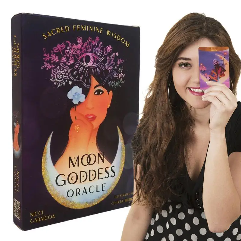 36Pcs Moon Goddess Oracle Fortune Telling Card Game Fun Mystical Tarot Card Mysterious Divination Deck Oracle Card Party Game