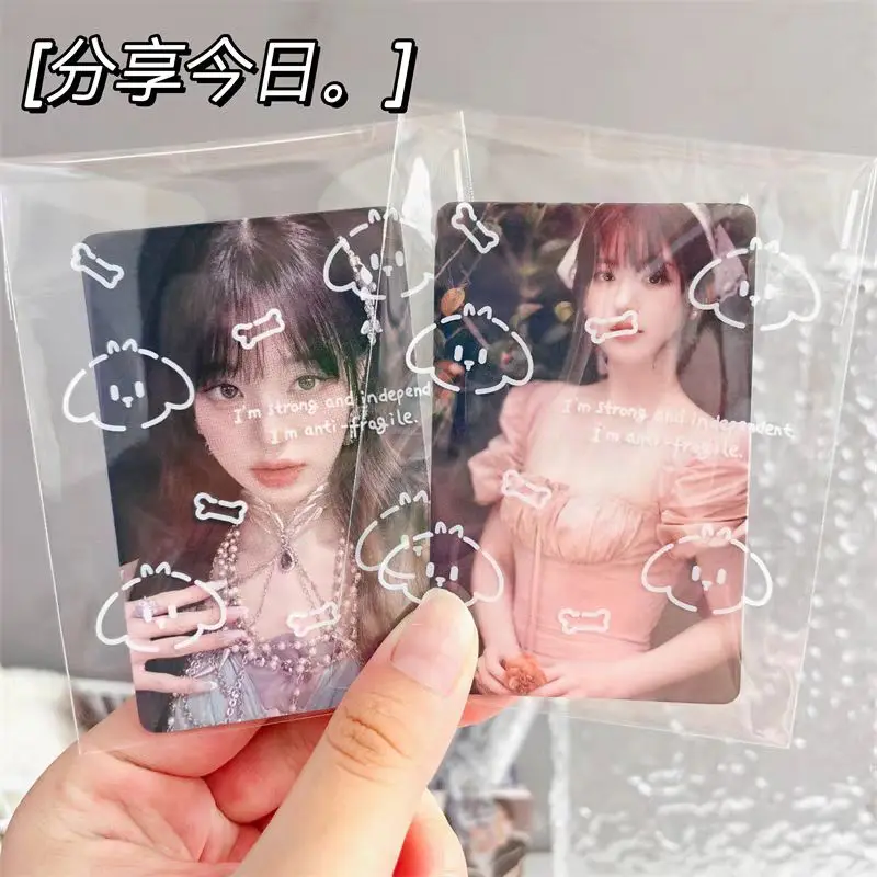 50Pc Self-adhesive Opp Bag INS Cute Puppy Bone Print Photocard Protector Card Sleeve Gift Transparent Packaging Self Sealing Bag