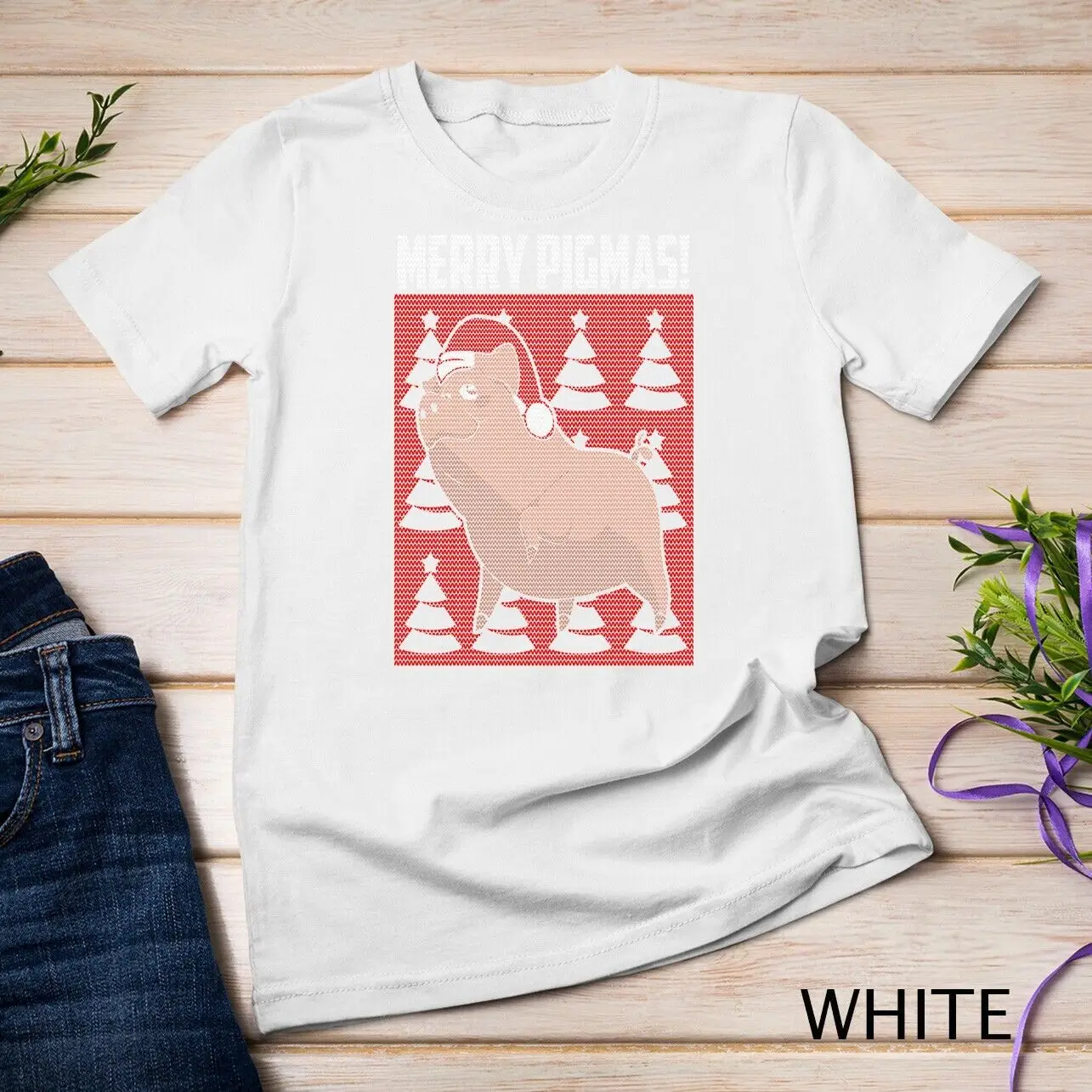 Merry Pigmas Pig Farmer Funny Ugly Christmas Unisex T-shirt