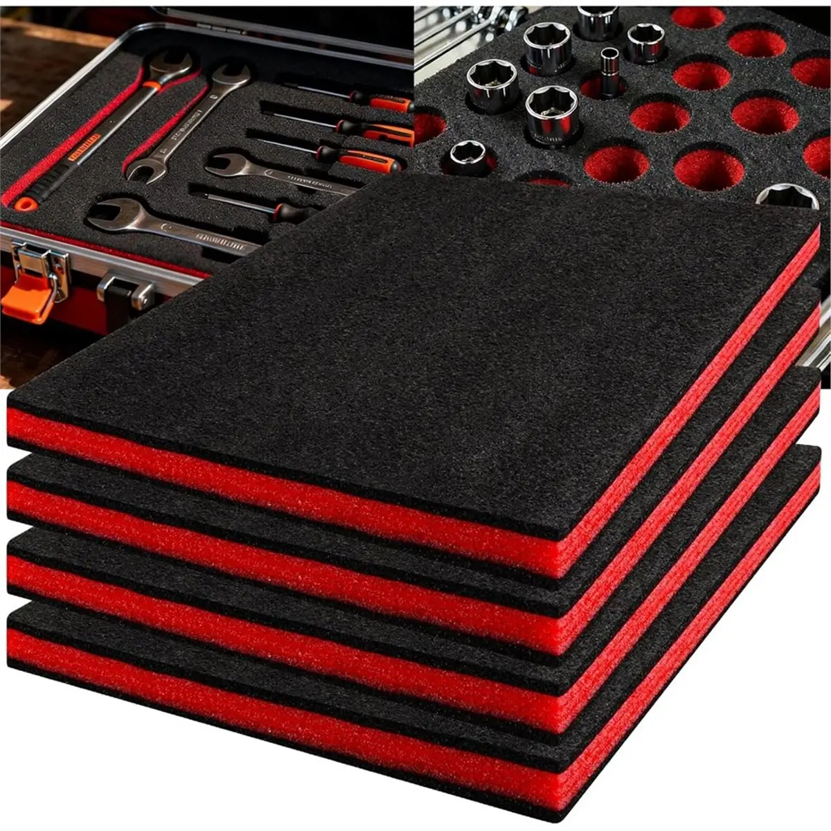 4 Pack 16x12x1 Inch Tool Box Foam,Foam Pad Sheets Liner Toolbox for Hard Case Storage Insert Organizers