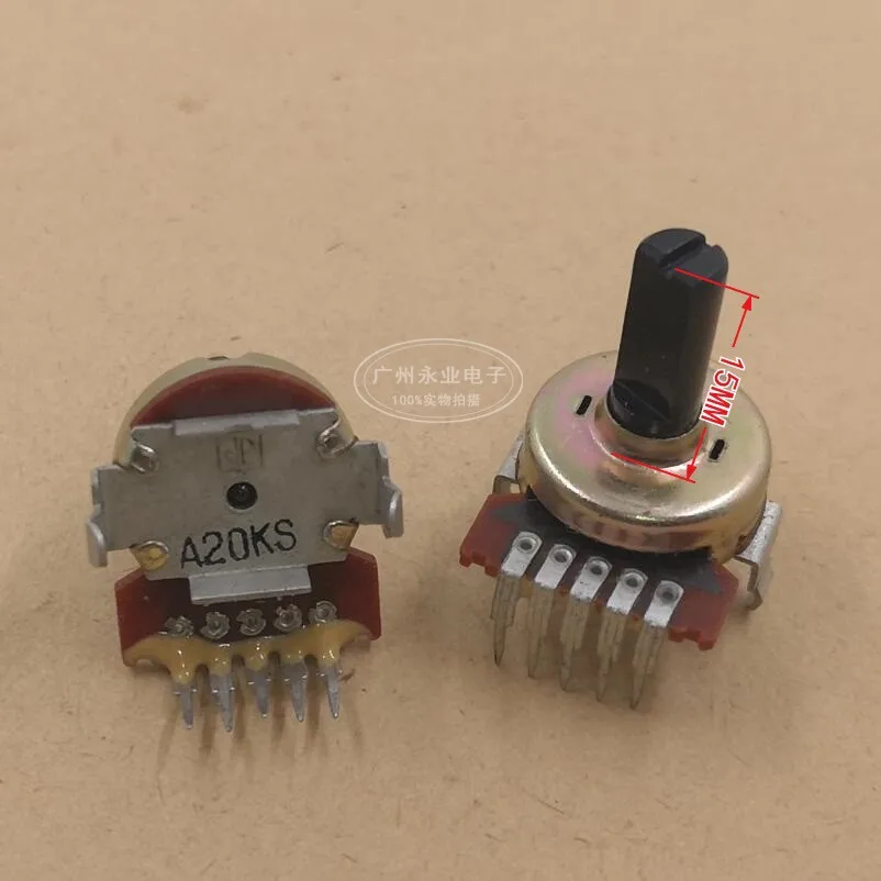 2 Piece 161 Type Vertical Double Potentiometer A20K 5 Feet Handle 15MMF Tape Recorder Volume Potentiometer