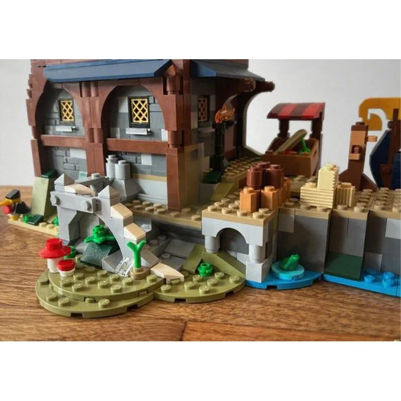 1759 قطعة MOC القرون الوسطى فايكنغ حوض الخالق 3 1 قلعة لعبة مجسمة اللبنات تجميع DIY بها بنفسك الإبداعية هدايا عيد الميلاد الطوب الاطفال