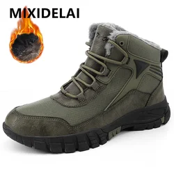 Winter Men's Boots Warm Plush Men's Snow Boots High Quality Winter Non-Slip Sneakers Outdoor Men's Hiking Ankle Boots Work Shoes