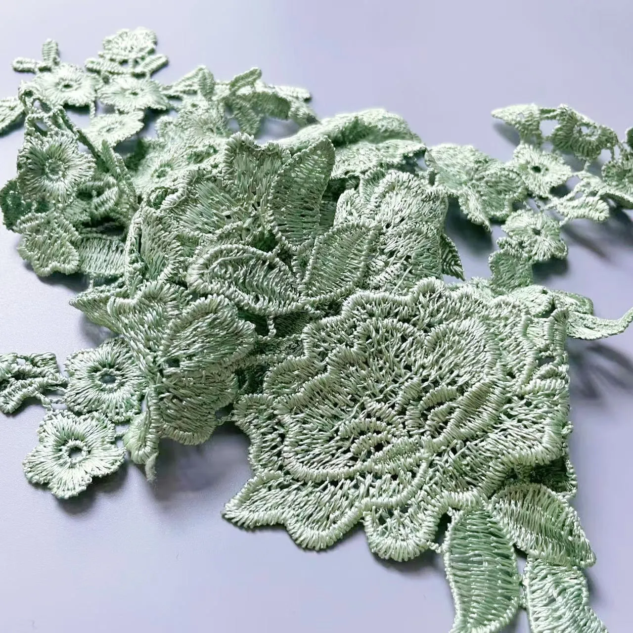 10 قطع، تطريز دانتيل جديد عالي الجودة قابل للذوبان في الماء، ملحقات خياطة لتزيين فستان الزفاف مصنوعة يدويًا