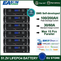 EASUN POWER LiFePO4 Battery 51.2V 200AH 100AH CAN/RS485 BMS 10KWH 5KWH Super Capacity 6000+ Cycle Battery For Home Solar System