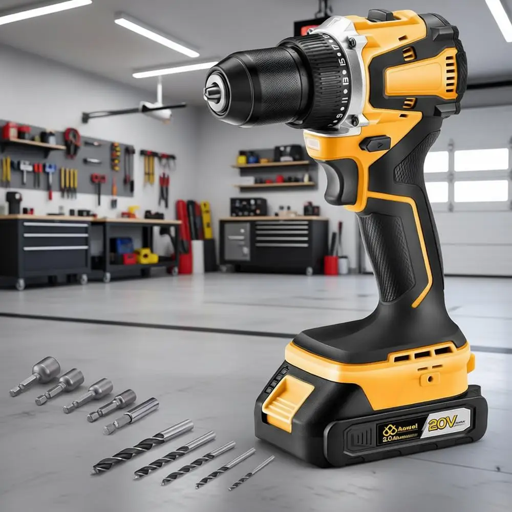 

Набор литий-ионных дрелей 20 В, компактный дизайн, желтый перезаряжаемый комплект дрелей, аккумулятор 2,0 Ач, патрон 3/8 дюйма