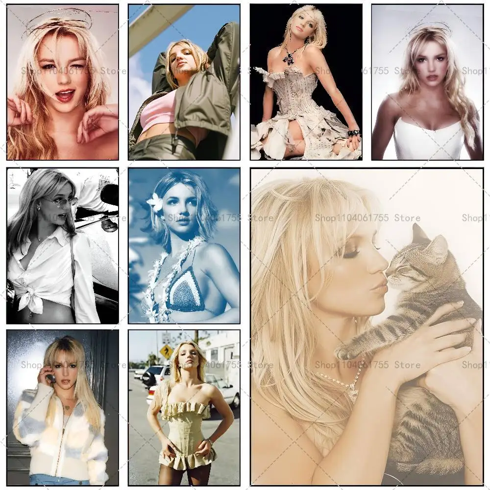 Póster de Singer B-Britney Classics S-Spears, adhesivo artístico autoadhesivo, pegatina de papel impermeable, decoración de pared para cafetería, Bar y habitación