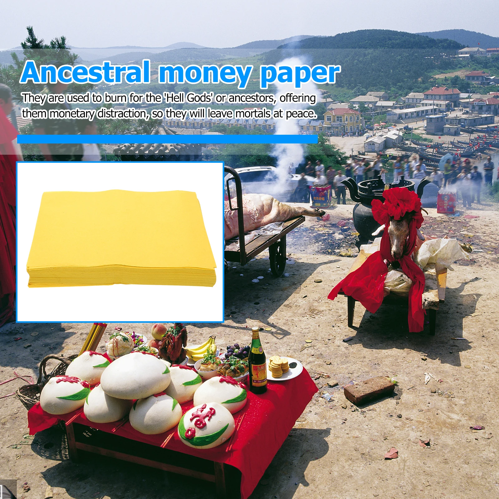 

500 Pcs Yellow Paper Burning Papers Sacrificial Products Sacrifice Money Banknote Ancestor