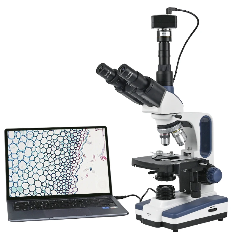 SWIFT SW350T 40X-2500X Trinocular Microscope With RT20U-5.1M Camera, 10X 25X Eyepieces, Mechanical Stage, Abbe Condenser