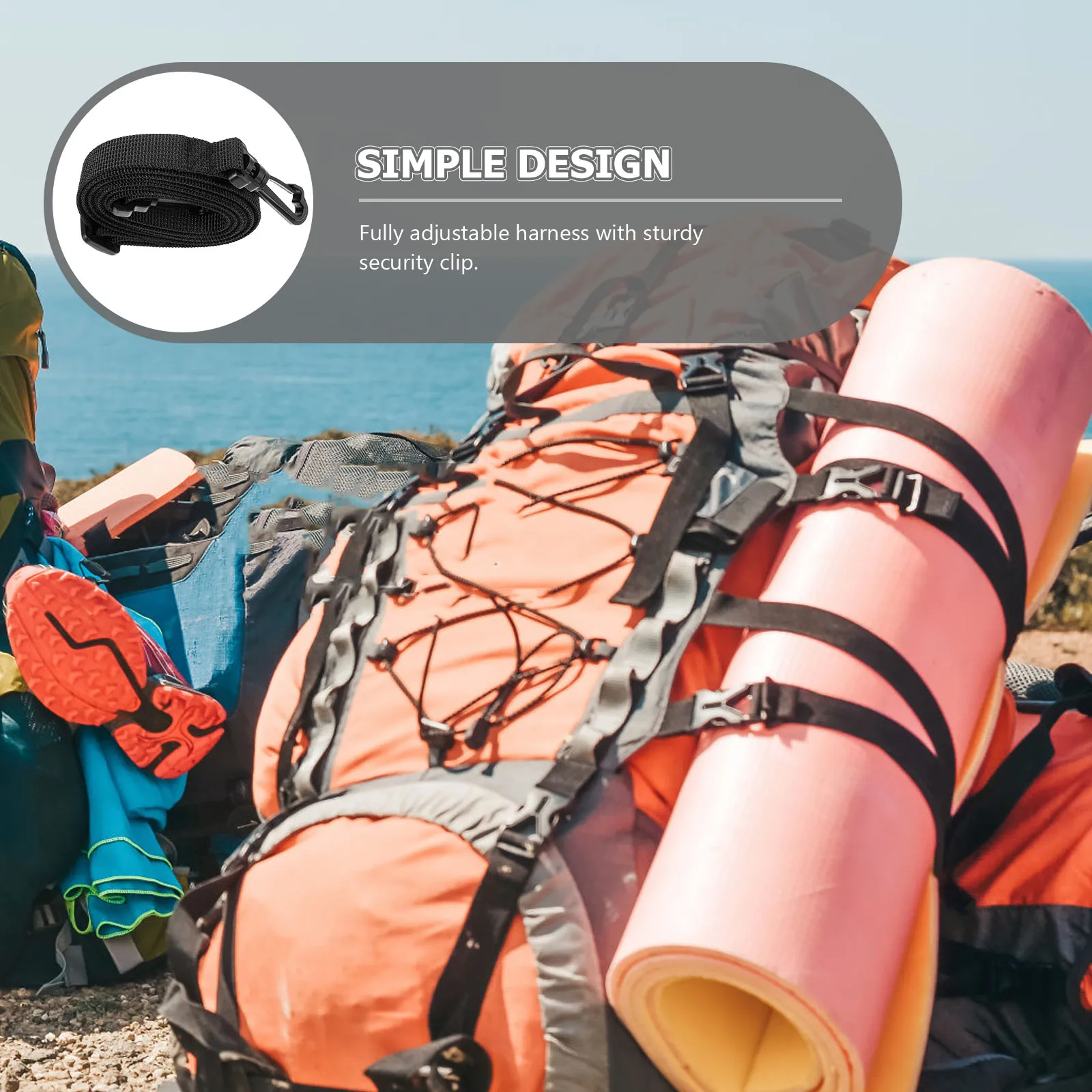 

Mountaineering Straps Camping Accessories 150x1.5cm Anti-slip Adjustable Replacement Shoulder Belt Black Bag Outdoor Hiking