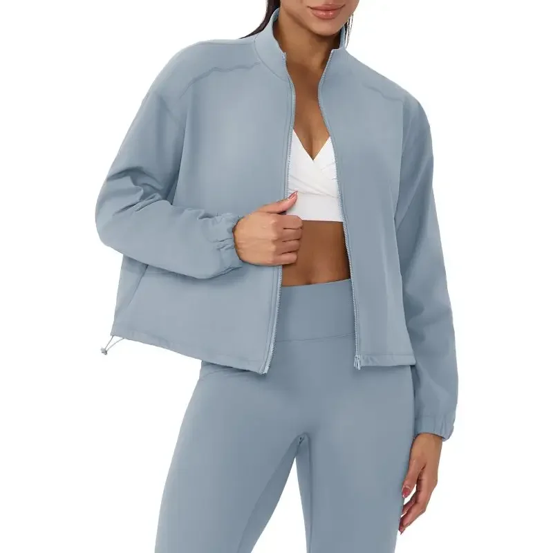 Women's Athletic Casual Long Sleeve Sweatshirts Workout Zip Up  Jackets Sweatshirts  Autumn Winter Warm Short Jacket
