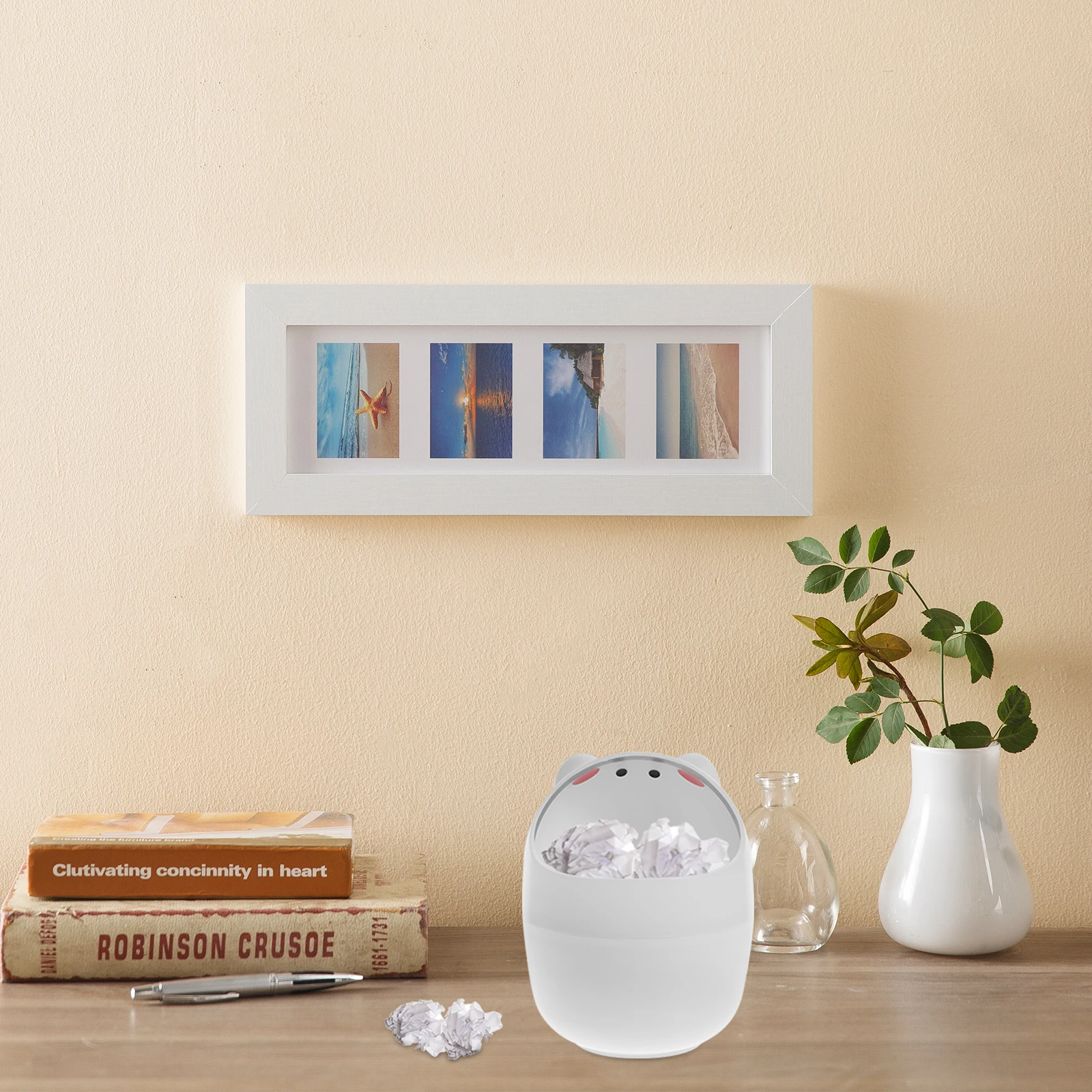

Desktop Trash Can Indoor Room Garbage Bin for Bedroom Small Plastic Office Junk Case