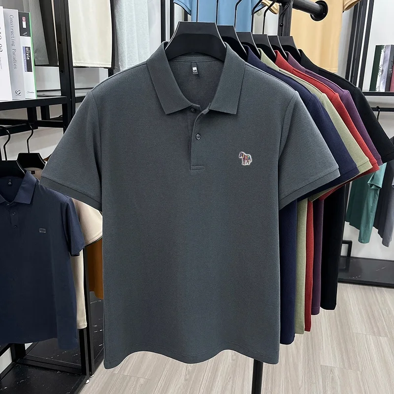 Herren Sommer Baumwolle 100% Poloshirt, Besticktes Kurzarm-T-Shirt mit Kragen, Business Casual Atmungsaktive Herrenbekleidung Oberteile – Detail 21