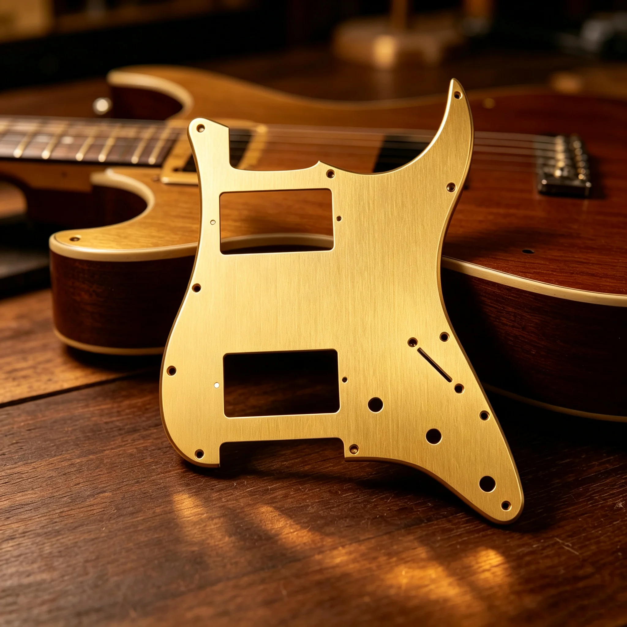 RUKOVA 11-Hole Anodized Aluminum Guitar Pickguard, Modern Style ST/Strat HH Scratch Plate, Fits USA & Mexico Stratocaster