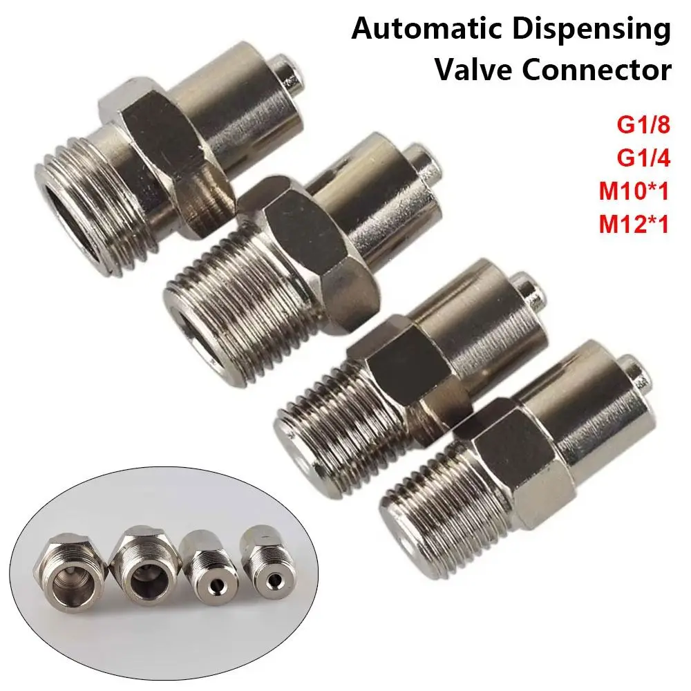1Pcs G1/8 G1/4 M10*1 M12*1 Dispense Valve Adapter Double Screw Brass Dispensing Valve Connector Luer Lock Automatic