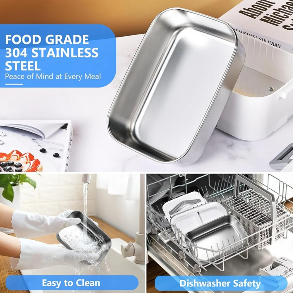 

AB39-Electric Lunch Box Portable Food Heating Lunch Box Equipped With Stainless Steel Liner US Plug