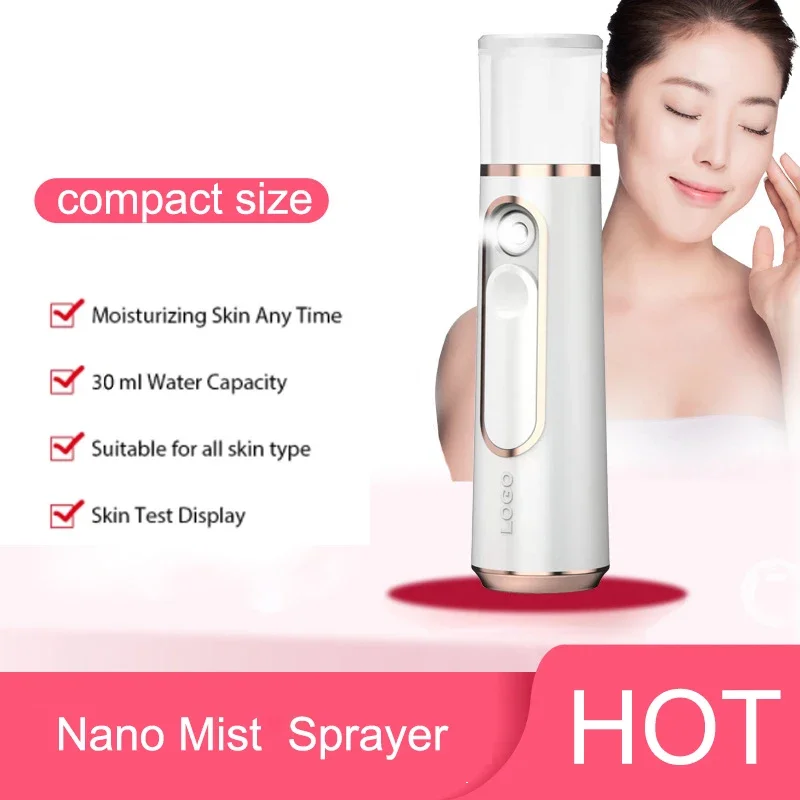 Nano spray mini portable face steamer, USB rechargeable battery powered nano cold fog spray face spray