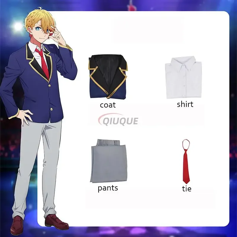 2025 Nieuwe Kinderen Volwassen Anime Oshi No Ko Hoshino Akuamarin Cosplay Kostuum Uniform Aqua Pruik Halloween Rollenspel Outfit Jongens Mannen abc