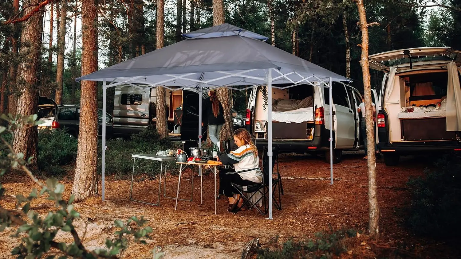 13x13FT Pop Up Canopy Tent Instant Canopy with Roller Bag, Two-Tone Gray, Customized