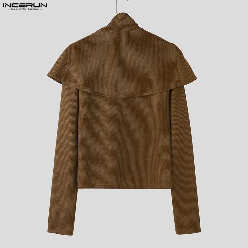 Incerun cardigan masculino sólido de malha gola alta manga longa camisola masculina streetwear zíper manto suéteres moda roupas masculinas 2025
