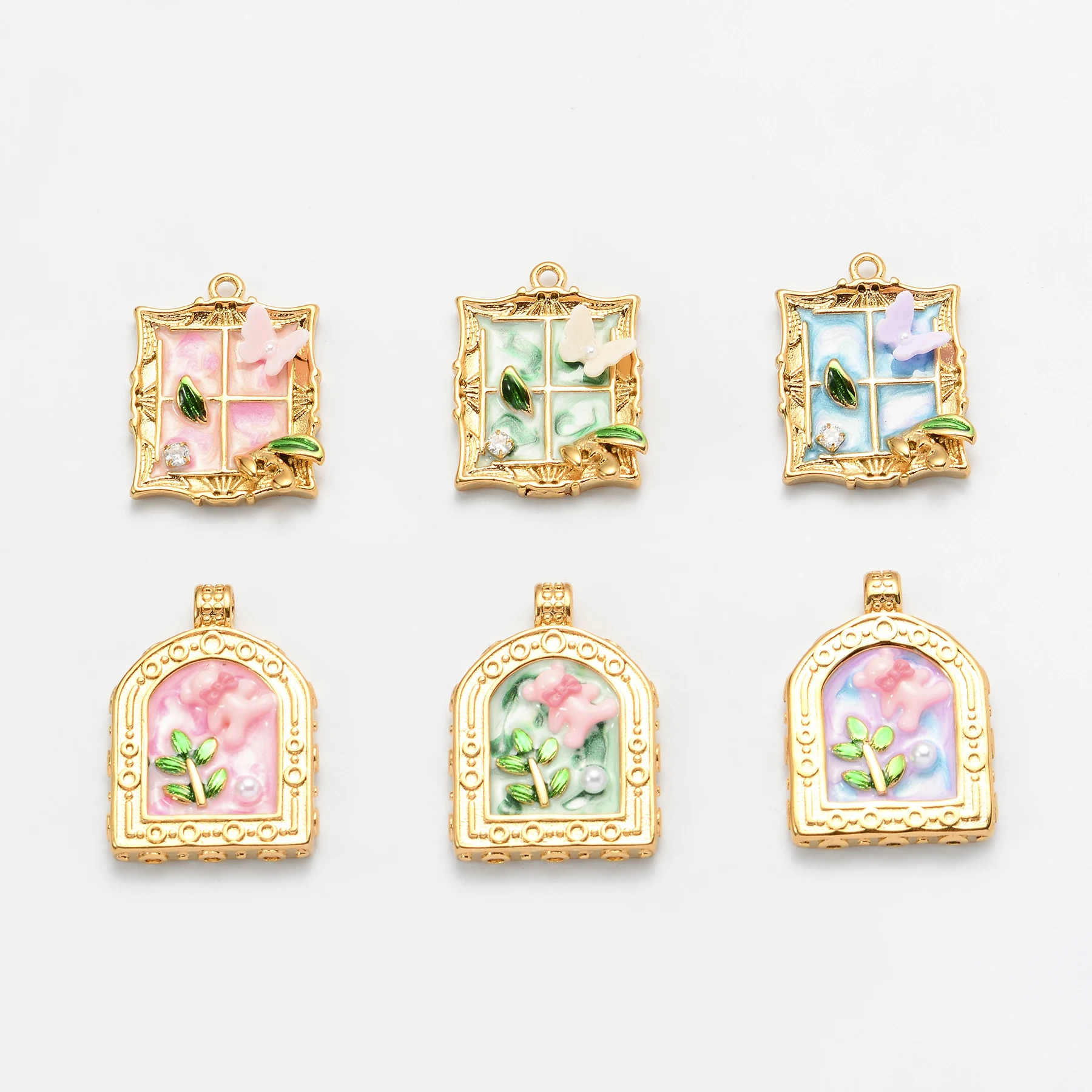 8Pcs Wholesale Vintage Flower Rose Enamel DIY Charms for Earring Necklace Jewelry Making Handmade Pendant