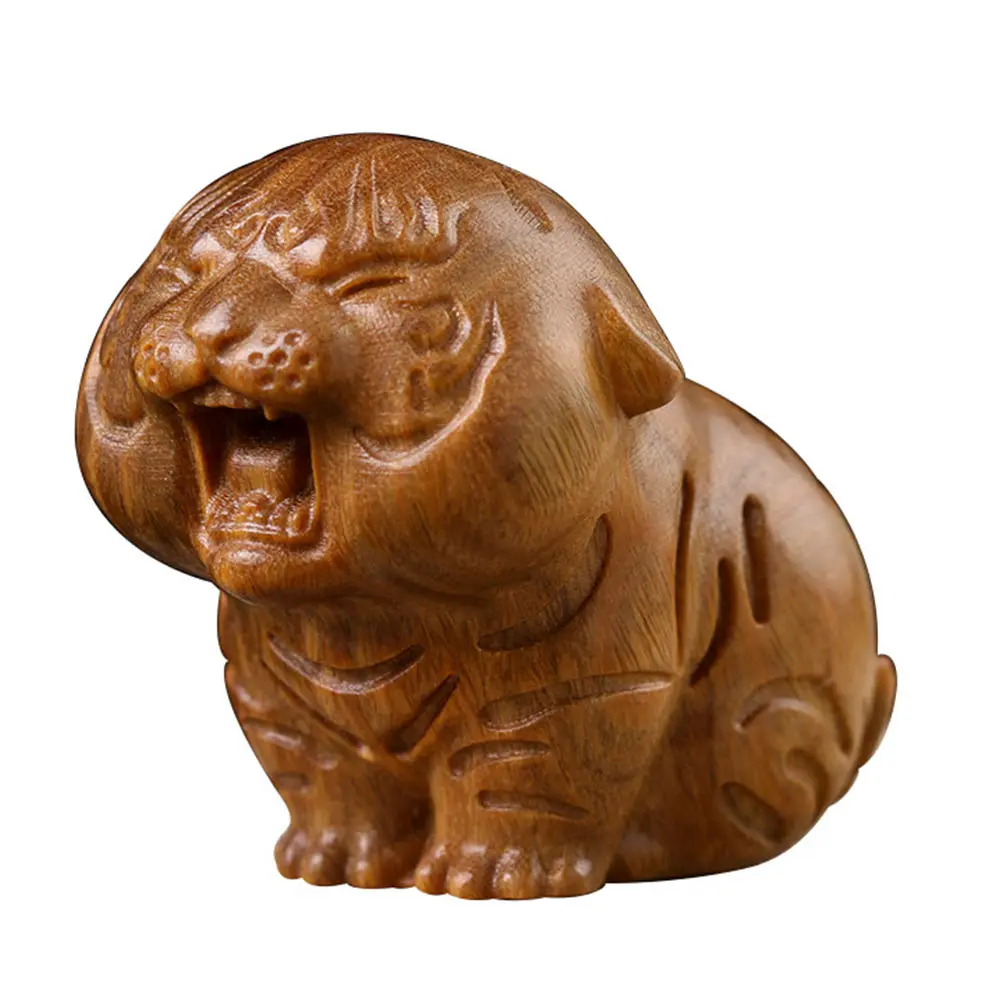 

Wooden Craft Year For Home Office Desk Small Animal Desktop Ornament Craft Home Wooden Tea Pet Tiger Decor Decor