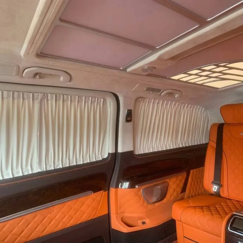 Suede Car Window Curtains for Mercedes-Benz Vito V-Class W447 V250 V260 2016-2026 Blackout Sunshade Privacy UV Protection Track