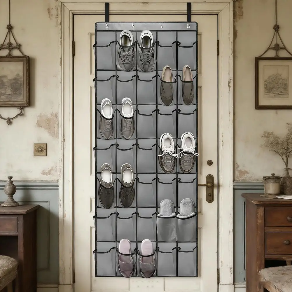 

Подвесной органайзер для обуви на дверь, 35 карманов, сетчатый, дышащий, с крючками, для двери, шкафа, общежития