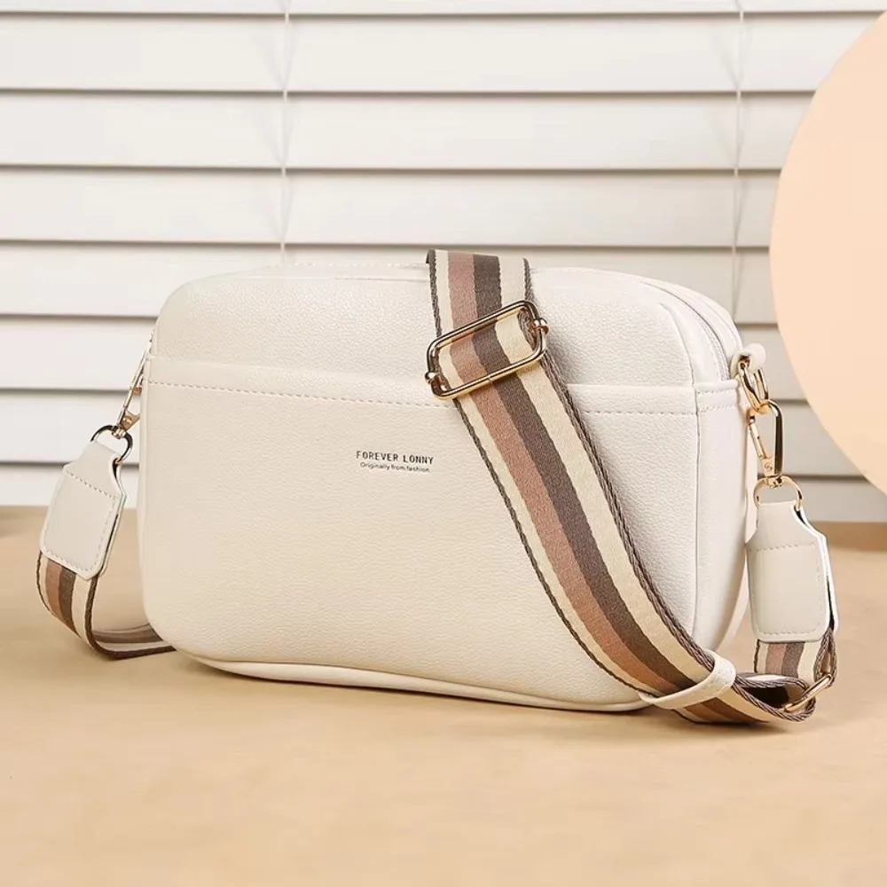 

Portable Large Capacity Crossbody Bag Casual Multi Zipper Shoulder Bag PU Leather Solid Color Women's Small Square Bag