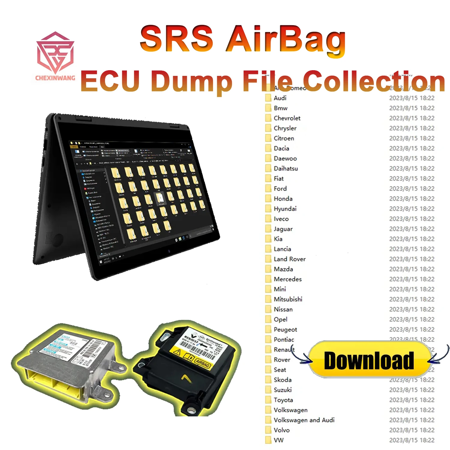 SRS Airbag ECU Dump File Collection of Blocks Original Large Database of Firmware Dumps Airbag CARPROG SOLUTIONS No Crash Virgin