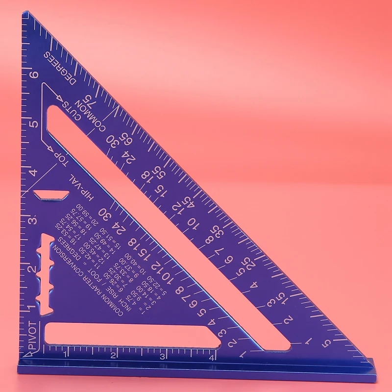 90 Degree Triple-Cornered Ruler Aluminum Alloy Angle Ruler Inch For Carpenter's Workshop 7 Inch Square Layout Tool