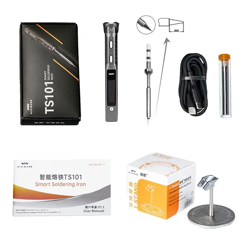 정품 TS101 TYPE-C 전기 납땜 다리미, 온도 조절 가능, 휴대용 디지털 납땜 스테이션 팁, PD3.1, 90W, TS100 업그레이드