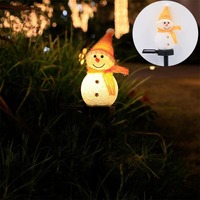 LED Snowman Solar Light Waterproof Solar Powered Snowman Landscape Lamp Ground Mounted Warm White Light Solar Garden Light Xmas