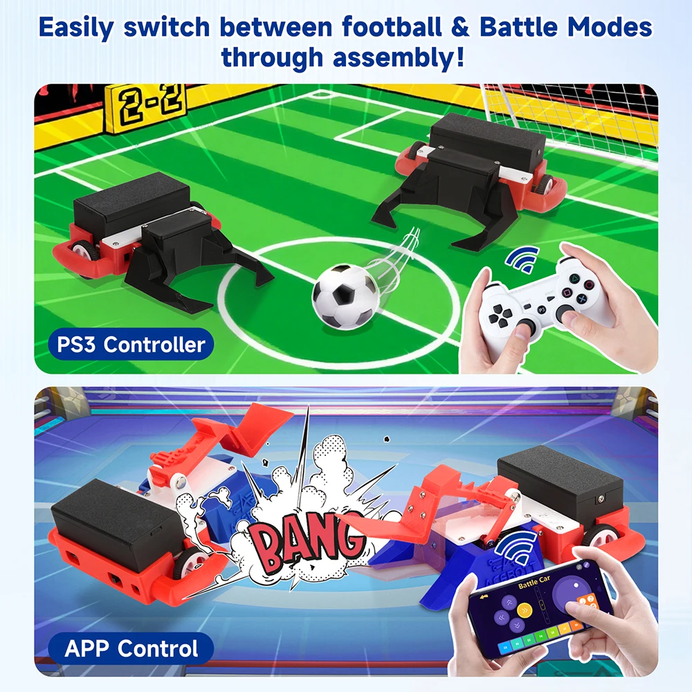 

ACEBOTT 2-in-1 football Battle Car Kit ESP32 Controller Robot Car with for STEM Classrooms Learning Competitions