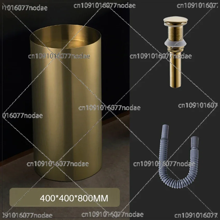 Stainless Steel Wash Basin Floor-standing+Faucet+Copper Drain+Drain Pipe+70CM Inlet Pipe Light Luxury Bathroom Basin 80*40CM