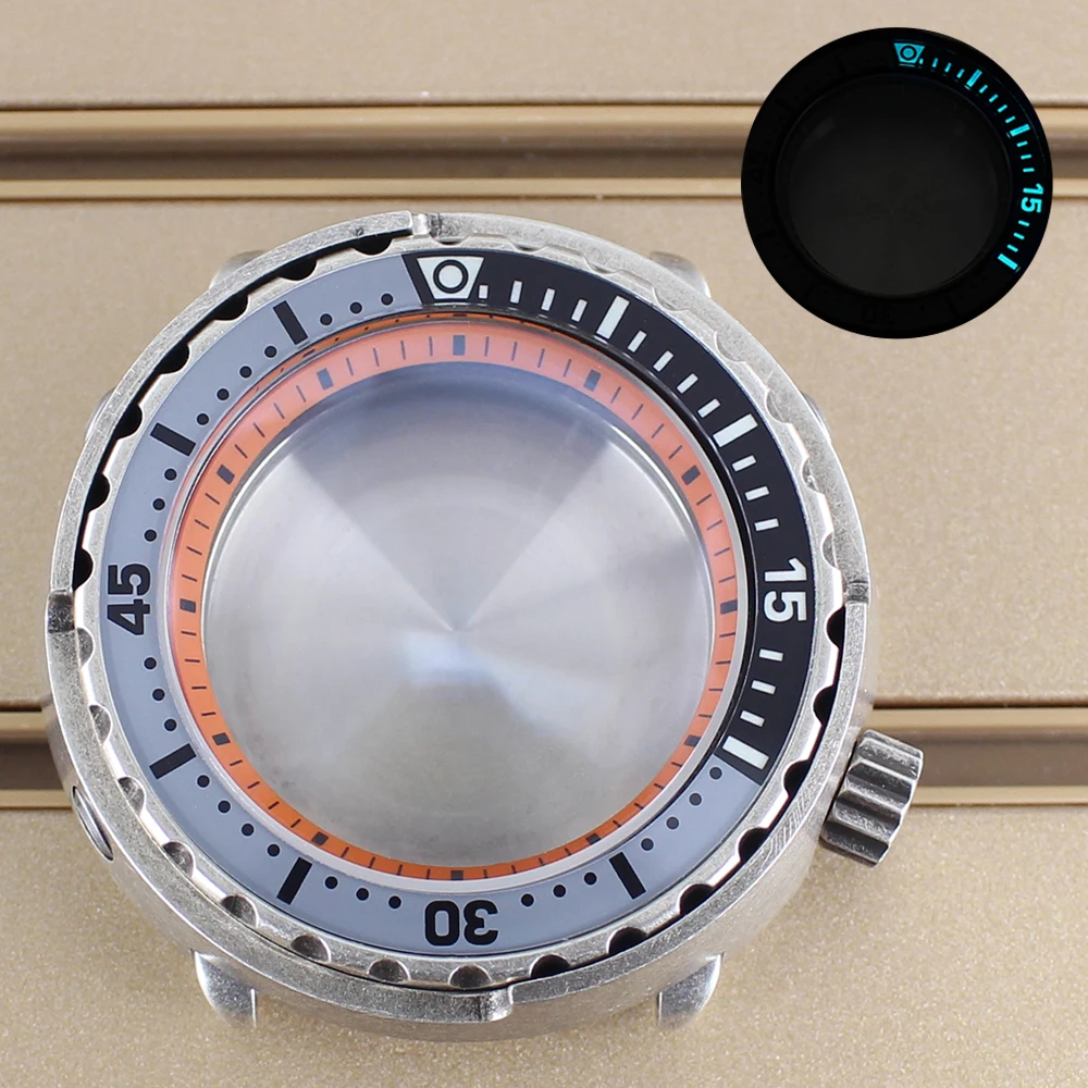 

47mm Replacement Watch Case C3 Luminous Bezel Sapphire Glass For Tuna Can Seiko NH35 NH36 NH38/34 Movement SKX Watch Accessories