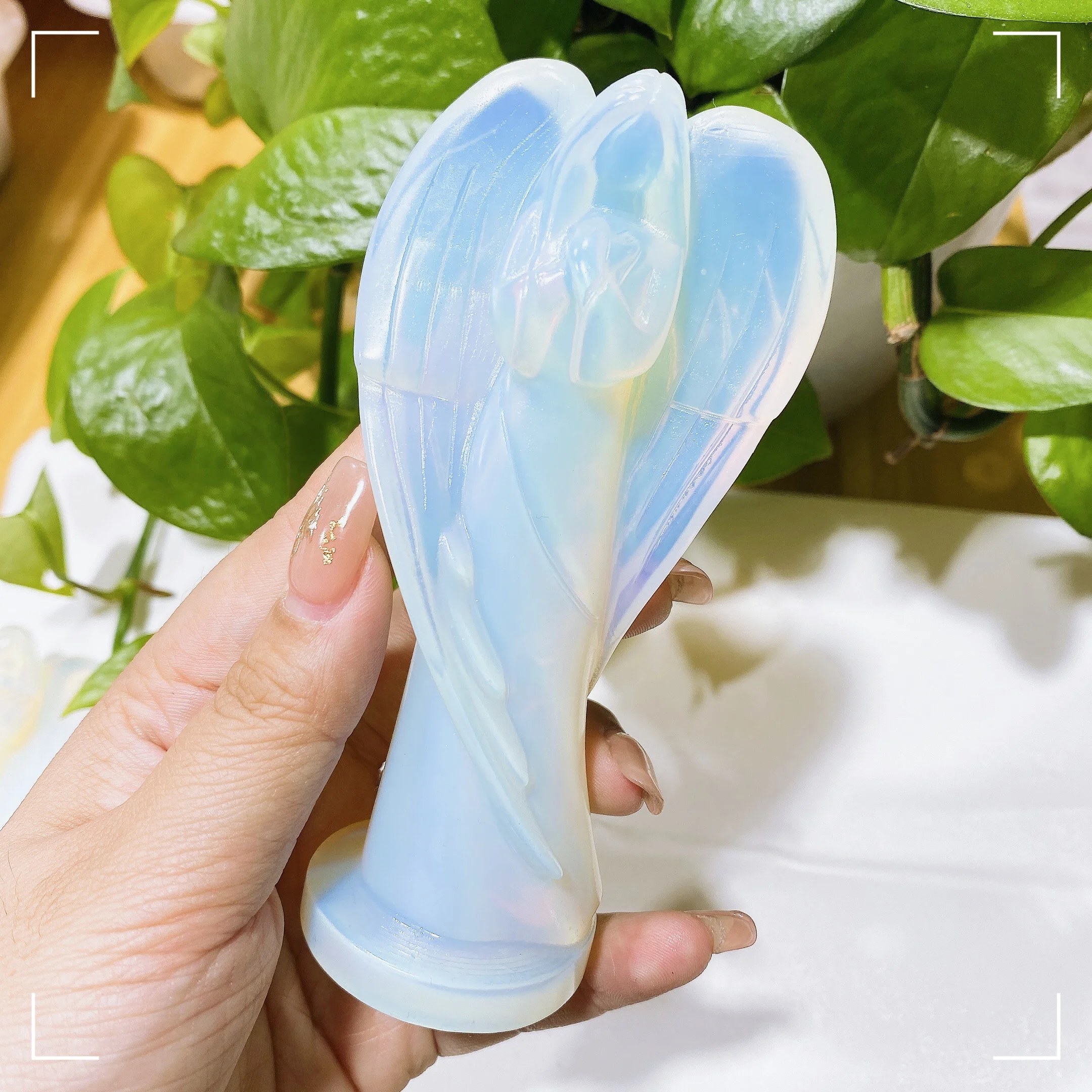 Natural Opalite Angel Statue Stone Carving Natural Gemstone Crystal Reiki Healing Christmas Gift Figurine Home Decoration Crafts