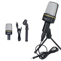 Microphone with Mic Stand, Professional 3.5mm Jack Recording Condenser Microphone Compatible with PC, Laptop, Singing and Gaming