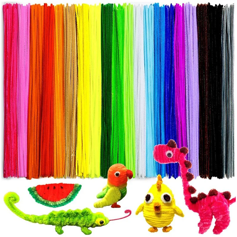 ABNM 200 Buah Pembersih Pipa, Pembersih Pipa untuk Kerajinan, Perlengkapan Kerajinan Batang Chenille Multiwarna untuk DIY (12 Inci X 6Mm, 20 Warna)